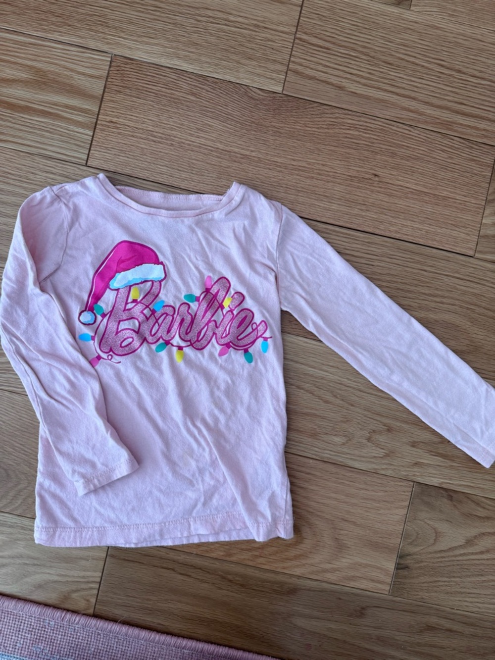 Barbie Light Pink Long Sleeve Top with Festive Graphic